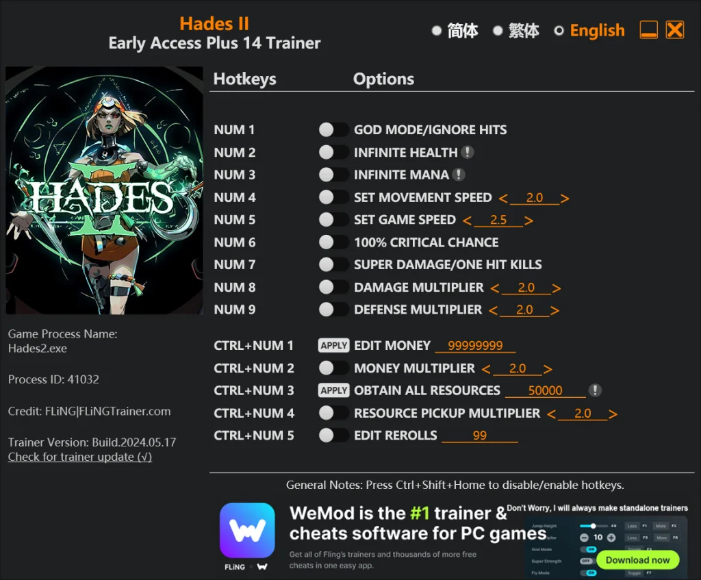 Hades 2 "Трейнер +14" [EA: 19.10.2024] {FLiNG}