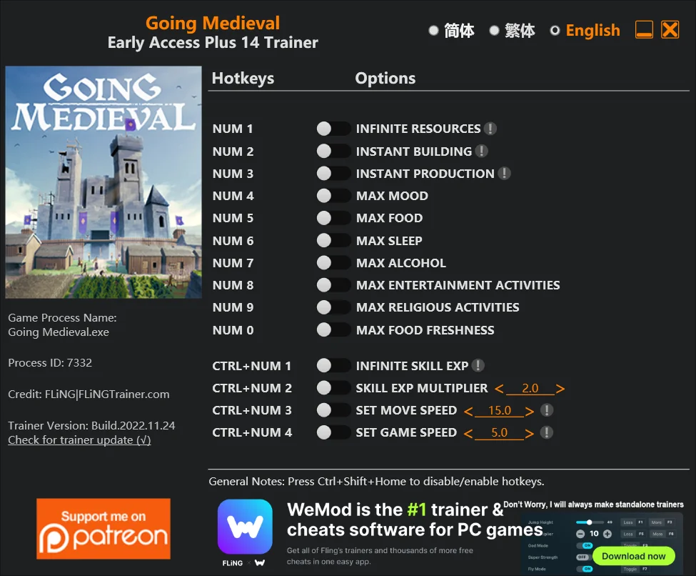 Going Medieval "Трейнер +14" [EA: 20.12.2024] {FLiNG}