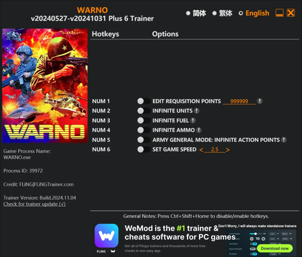 WARNO "Трейнер +6" [UPD: 31.10.2024] {FLiNG}