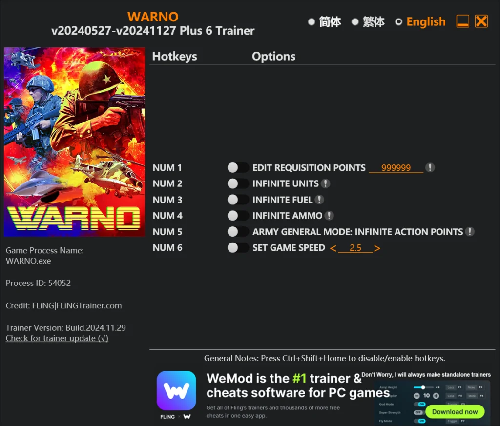 WARNO "Трейнер +6" [UPD: 27.11.2024] {FLiNG}