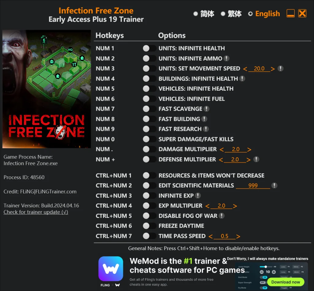 Infection Free Zone "Трейнер +19" [EA: 28.10.2024] {FLiNG}