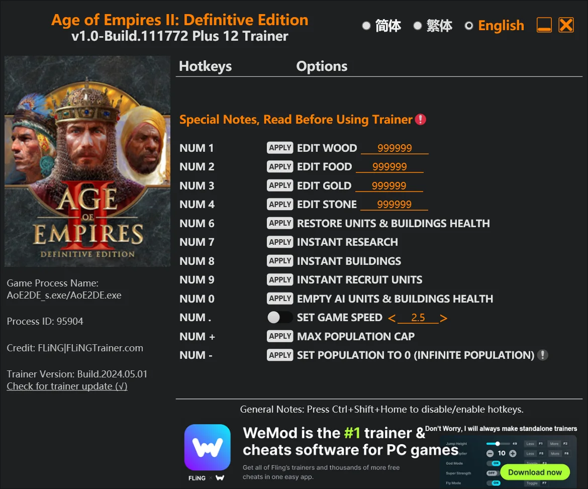 Age of Empires 2 - Definitive Edition "Трейнер +12" [1.0 - Build.11172] {FLiNG}